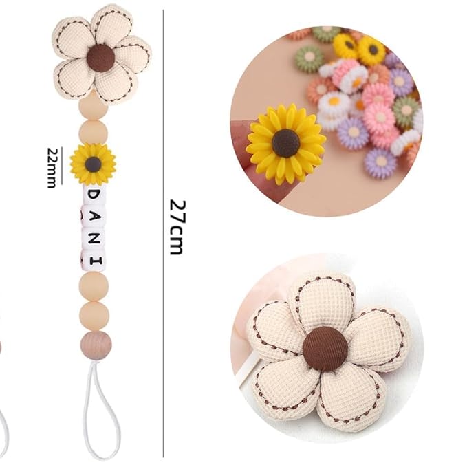 Personalized Baby Pacifier Clip with Name, Custom Floral Flower Silicone Pacifier Clip Baby Gift