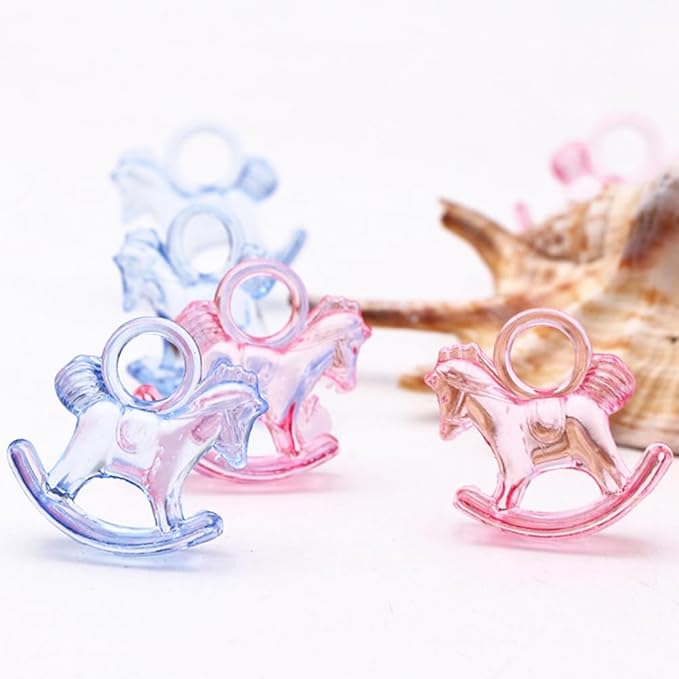 TOYANDONA Acrylic Mini Rocking Horse Decor 96 Pcs Party Table Scatter for Baby Shower Birthday and Toddler Toy Accessories