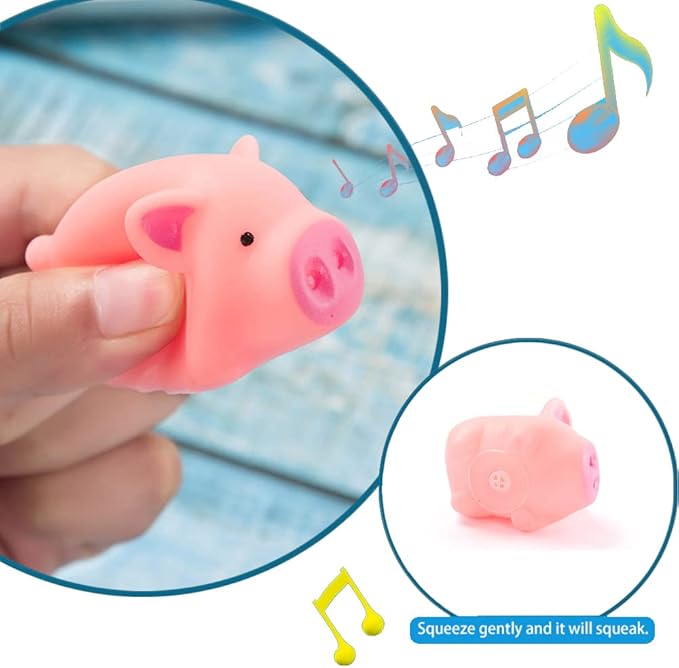 Baby Bath Toys 4Pcs Rubber Pink Pig Family Squeak Float Bath Ducks Bath Tub Shower Toys for Toddlers Boys Girls