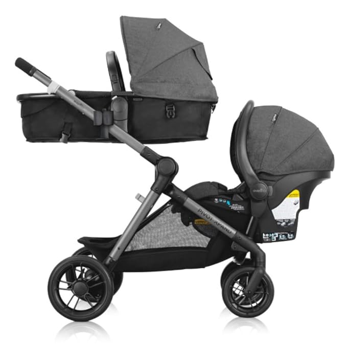 Evenflo Pivot Xpand Modular Travel System with LiteMax Infant Car Seat with Anti-Rebound Bar (Sabino Gray)