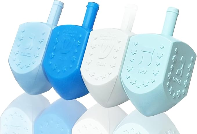 Hanukkah Blue and White Plastic Pastel Colored Dreidel, for Children, Boys and Girls, Party Favors (50-Pack)