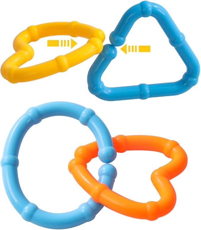 50PCS Baby Rings Toy Links Plastic Babies Teething Ring Attach Baby Toys to Strollers or Carrier Seat or Baby Bouncers for Infants