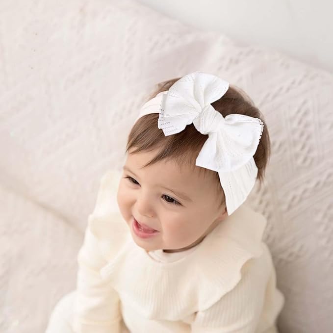 Baby Baptism Headband Lace Bow Headband Christening Headbands with Pearls TSFD30 (Ivory)