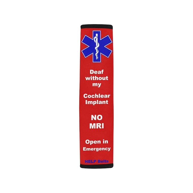 Deaf Without Cochlear Implant Seat Belt Cover, Medical Alert, Car Seat Belt Cover, Deaf Diseases, Seat Belt for Kid