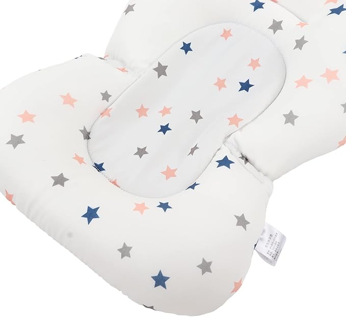 Baby Bath Seat, Baby Bath Cushion Floating Newborn Bathtub Mat Baby Bath Mat Infant Bath Supporter Net Baby Bathtub Pillow Bath Supporter for Newborn (White Stars)