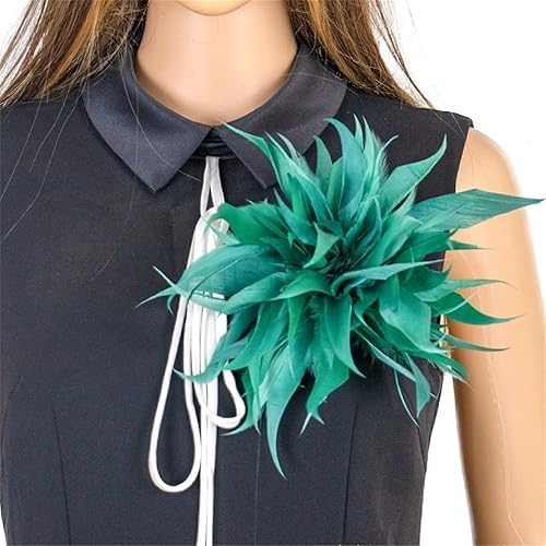 Multi-functional Feather Flower Hair Clip Pin for Women Girl Feather Brooch Corsage for Hat Bag Dress Party Christmas Decoration(Green)