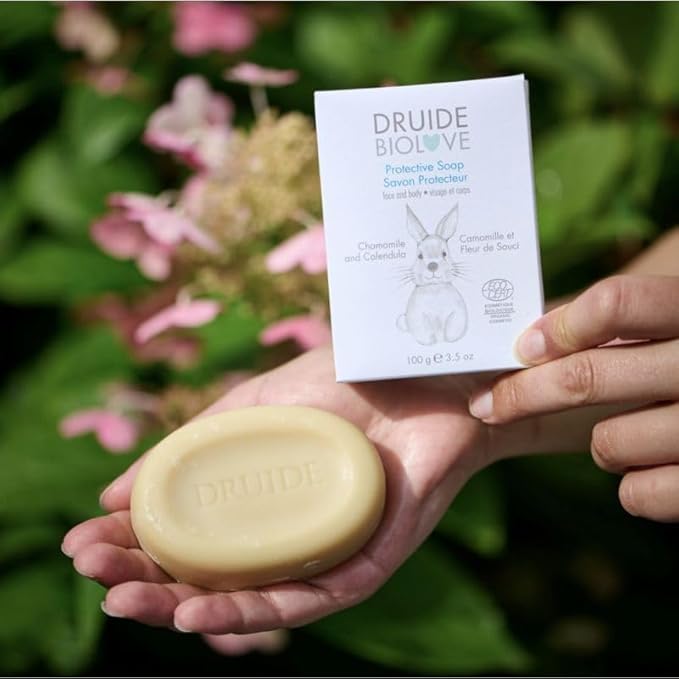 BioLove Protective Baby Soap Bar, Ultra-Gentle Care Bath for Sensitive Skin Calming,Reduces Inflammation Vegan – 100 g (3.5 oz Size Lavender, Chamomile Made in Canada by Druide