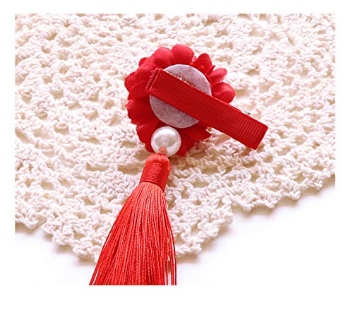 CÉLLOT Baby Girls Chinese Style Hairy Furry Balls Bows Tassels Hair Clips Barrettes for Kids Festival