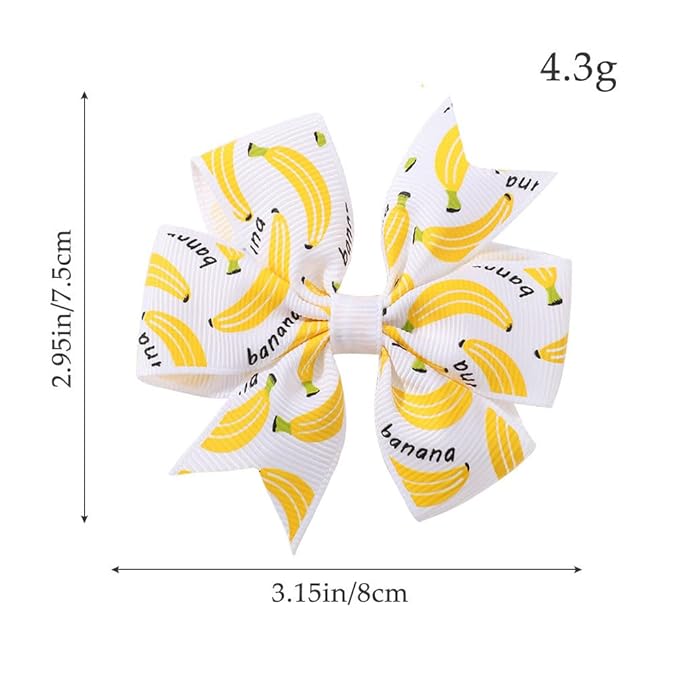 BBTDIN Baby Girls Banana Bow Hair Clips - Kids Girls Fruits Bowknot Hair Clips BBG94 (A1-White Bow)