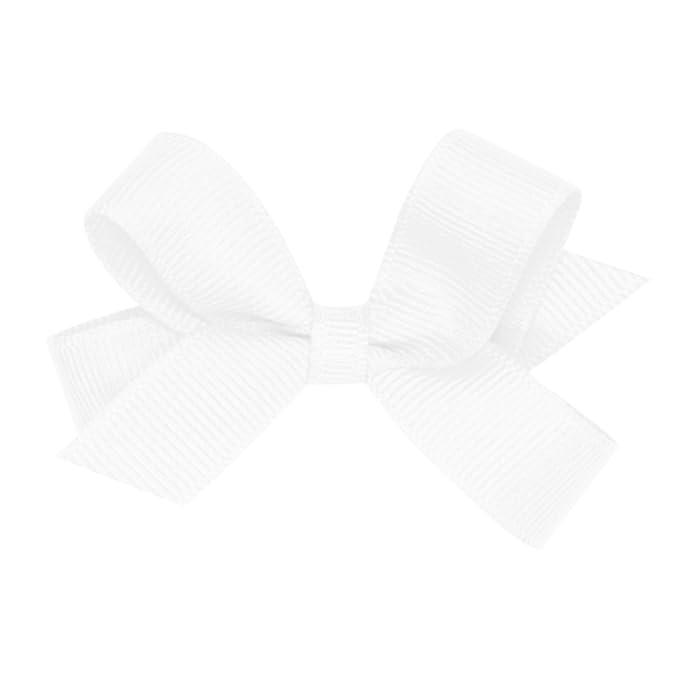 Wee Ones Girls' Classic Grosgrain Hair Bows with Plain Wrap Center, No-Slip Hair Clip, Handmade, White, Tiny