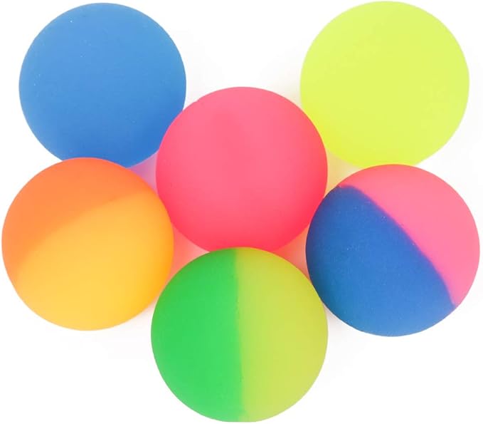 PROLOSO 2.3" Bouncy Balls Glow in The Dark High Bouncing Rubber Ball Bright Pet Toys Pack of 6
