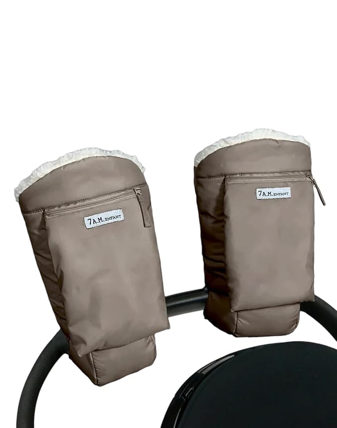 7AM Enfant Stroller Warmmuffs Gloves - Anti-Freeze Stroller Mittens for Handlebars, Water Repellent Hand Warmer Muff for Cold Weather, Plush Lined Stroller Warmmuffs | Winter Stroller Accessories
