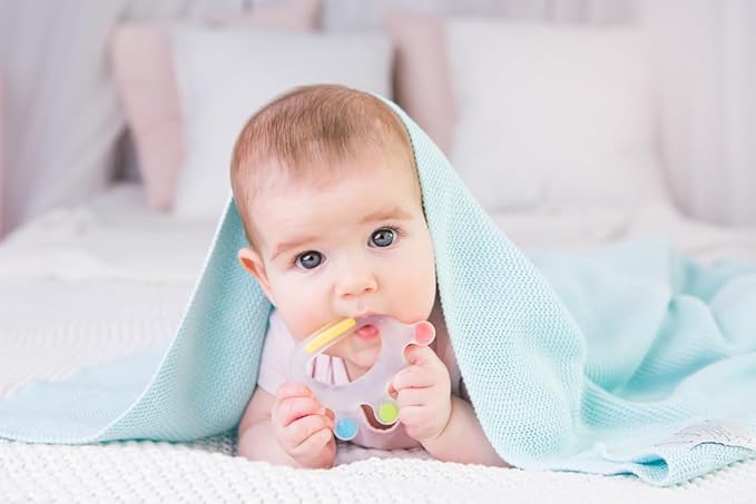 Candy Crown Teether – 100% Food Grade Silicone Baby Teething Toy | 4 Textured Surfaces for Gum Relief | Lightweight Easy Grip | BPA-Free, Phthalate-Free | Sensory Teether Toy 3-36 Months