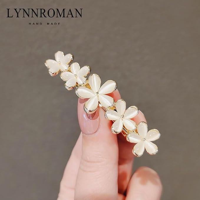 2Pcs Golden Flower Opal Hair Clips Gold Sparkly Wedding Barrettes Fancy Hair Pins Valentines Wedding Prom Engagement Birthday Decorative Accessories for Women Girls Thick Fine Hair,Clips and Barrettes