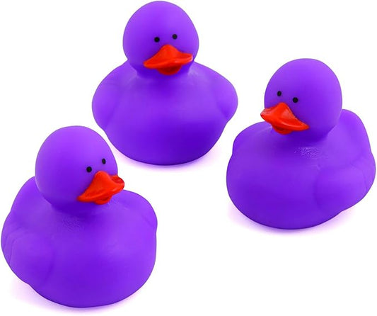 Fun Express Purple Rubber Ducks 12 Pack - Mini Duckies Bulk Party Favors for Kids Birthday | Classroom Prizes Treasure Box Toys | Ducks for Ducking & Cruise Ducks for Hiding | Small Duck Toys