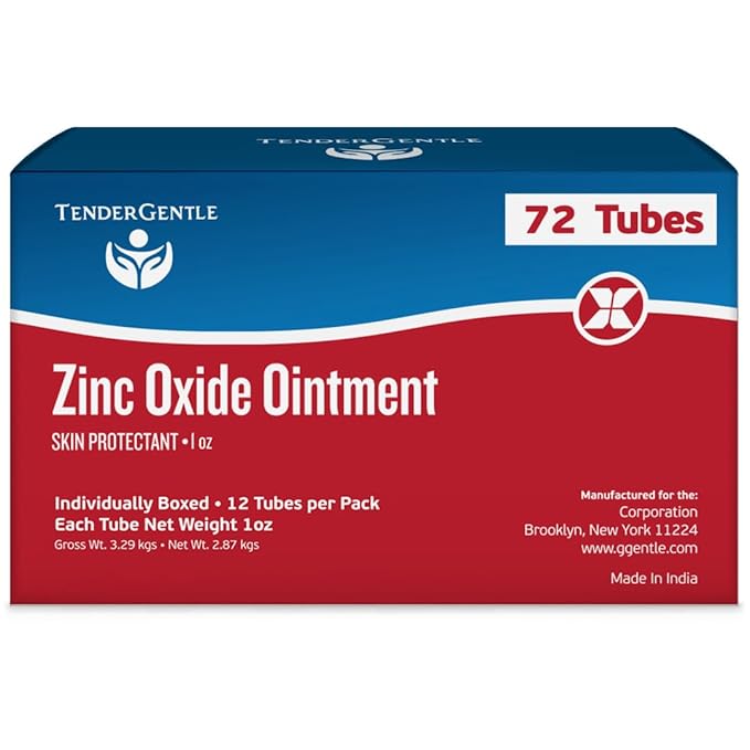 Zinc Oxide Ointment for Adults and Babies - Case of 72, 1 oz Diaper Rash Ointment - Skin Protectant for Diaper Rashes, Cuts, and Burns