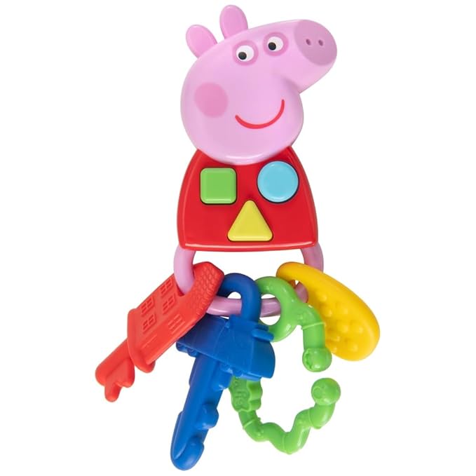 Peppa Pig Keys Interactive Sensory Toy, Peppa Theme, Peppa Pig House on the Hill, Includes Clip for Stroller, Crib, Bags, Light and Sound, Kids Teething Toy, 18 Months and Up
