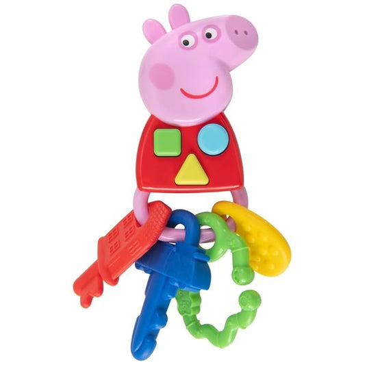 Peppa Pig Keys Interactive Sensory Toy, Peppa Theme, Peppa Pig House on the Hill, Includes Clip for Stroller, Crib, Bags, Light and Sound, Kids Teething Toy, 18 Months and Up