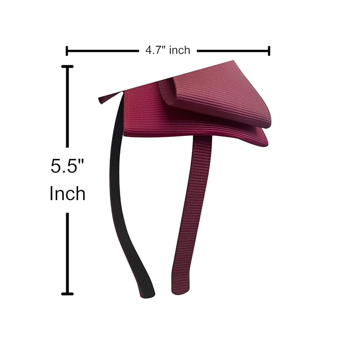 ClassExceed Burgundy Bow Headband for Girls 3–12 – Party & Recital Hair Bow, Solid Ribbon Kids Headband for Birthday Outfits