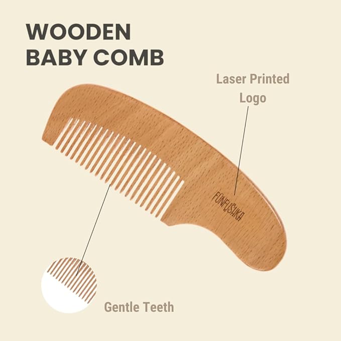 Baby Hair Brush Set for Newborns & Toddlers - Baby Brush and Comb Set - Ultra Soft Goat Hair Bristles, Perfect for Cradle Cap, Newborn Showers & Registries Gift, Comb Brush for Girls & Boys (Walnut)
