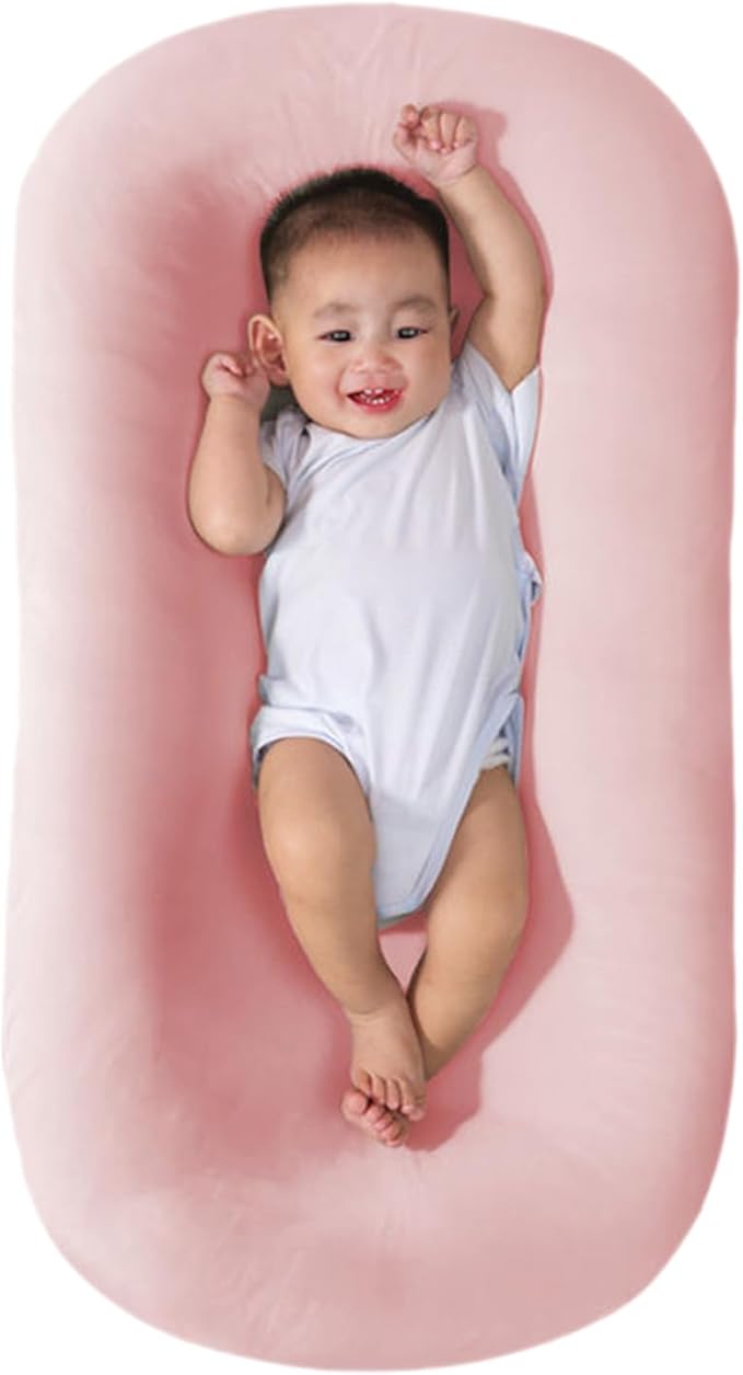 Baby Lounger, Baby Lounger for Newborn, Soft Breathable Washable Infant Lounger for Baby Home and Travel (Pink)