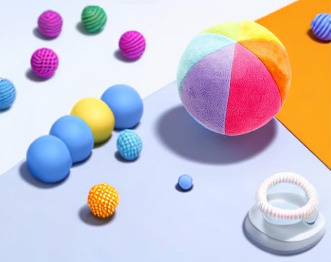 ZaH Baby Balls Rainbow Rattle Toy Small Colorful Plush Ball for Newborn Infant Toddler (Toys for 0 to 36 Months)