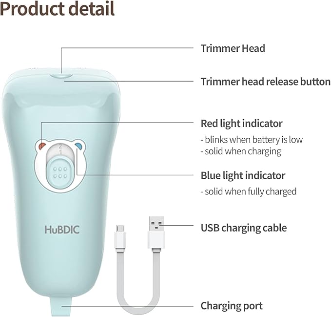 HubiBaby Baby Nail Trimmer Electric, Nail File Baby Nail Clippers, Safe 2 Speed Trimmer with Skin Guard, Rechargeable and Portable, Safe for Newborn, Infant, Toddler, and Adults (Pink)