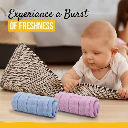 Pack of 10 Baby Muslin Washcloths Set (12”x12”), 6 Layers Multi-Colored Baby Washcloths Made of 100% Organic Cotton Highly Absorbent and Ultra Soft Wash Cloths for Your Baby
