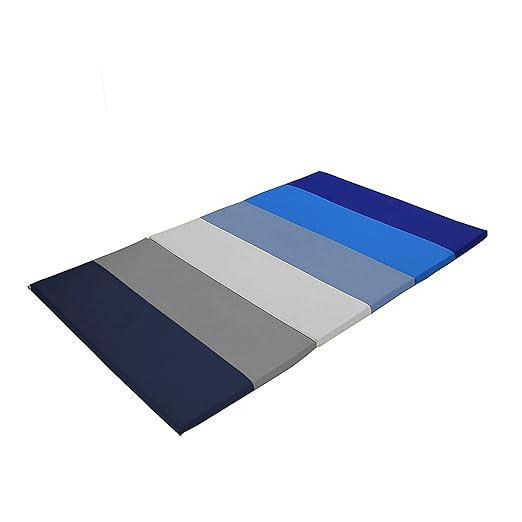 FDP SoftScape Space Saver Foldable Children's Play Mat - Soft, Sturdy 1.5 inch Thick Foam, 3-Fold Floor Mat Indoor Active Play, Tummy Time, Stretching for Kids - Navy/Powder Blue