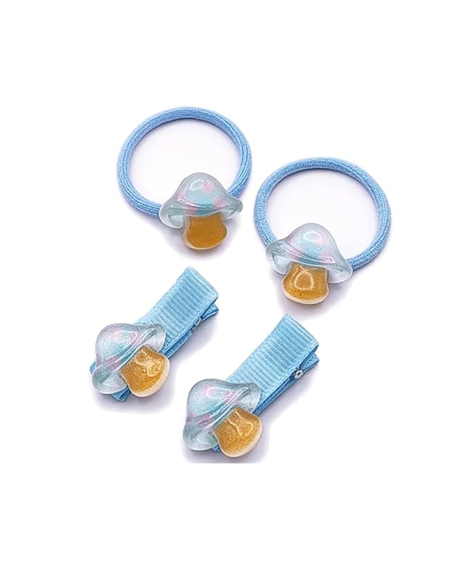 Baby Girls Mushroom Hair Clips Baby Mini Mushroom Hair Pin Kids Small Mushroom Tiny Hairclips BBW03 (4 Pcs-Blue)