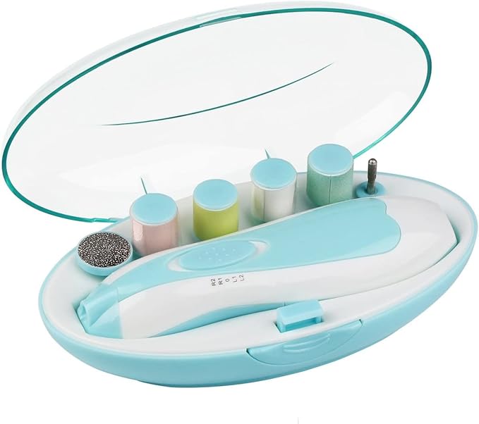 Baby Nail Files, Upgraded Version Baby Nail Trimmer for Baby Infant Kids, Electric Nail File with LED Light and 6 New Design Contacts 35dB Low Noise Perfect Gift