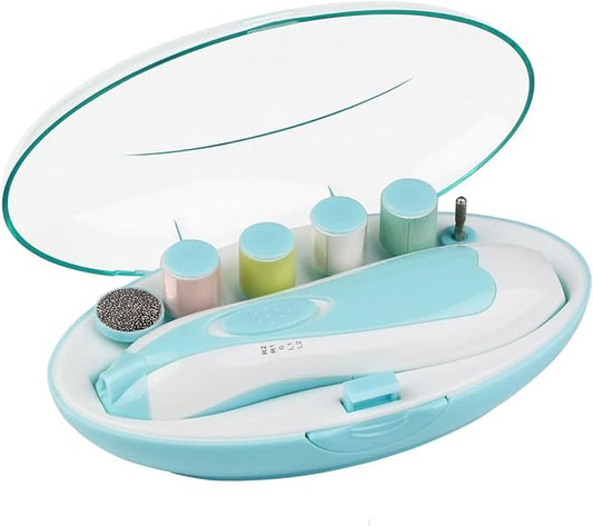 Baby Nail Files, Upgraded Version Baby Nail Trimmer for Baby Infant Kids, Electric Nail File with LED Light and 6 New Design Contacts 35dB Low Noise Perfect Gift