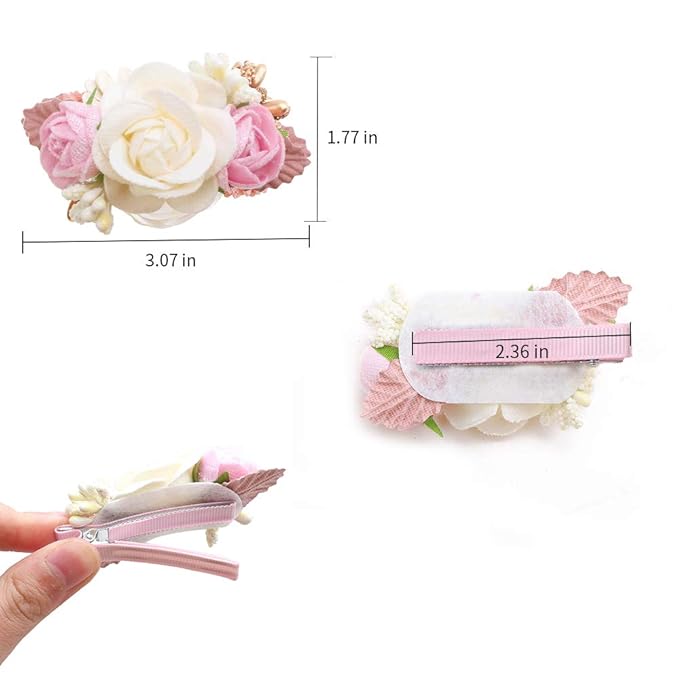 Flower Hair Clips Set-Cherrboll 3pcs Floral Hair Bow Accessories for Baby Girl Toddles Teen Gifts