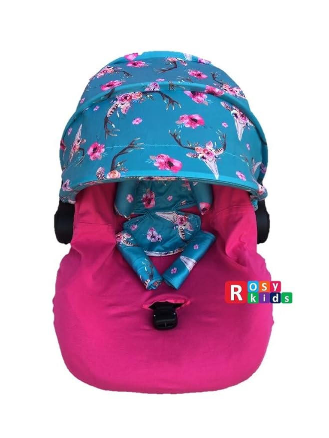 9pc Baby Boy Baby Girl Ultimate Set of Infant Car Seat Cover Canopy Headrest Blanket Hat Nursing Scarf, 21DR01