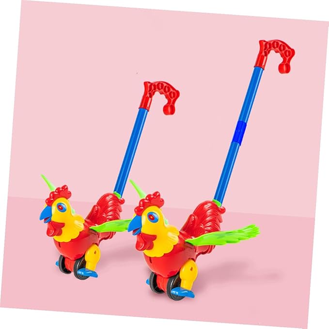 SUPVOX Push and Pull Rooster Walker for Detachable Handle Learning Cart Early Educational Animal Plaything for Walking Development and Observation Skills Safe Plastic Design Random Color