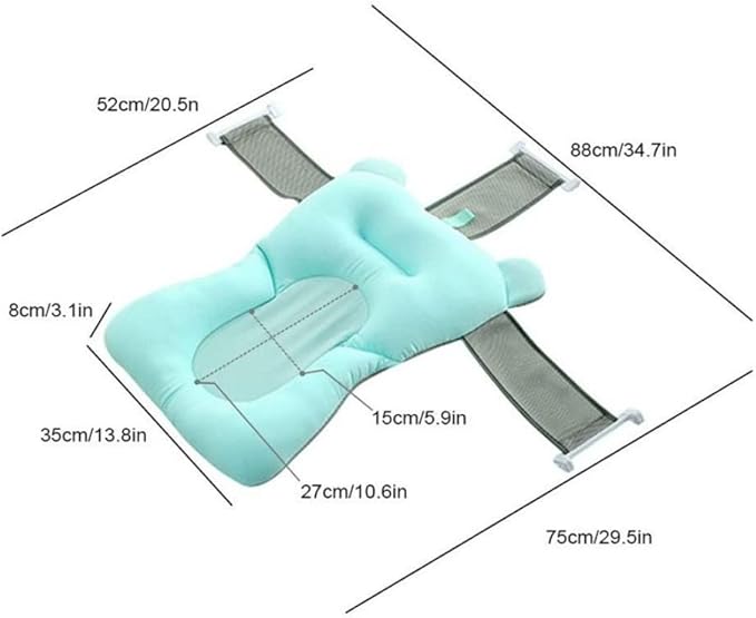 Naisicore Baby Bath Cushion, 52cm/20.5inch Breathable Baby Bath Support Pillow, Baby Sink Bath Pillow, Nonslip Floating Bathing Tub Seat for 0-12 Months Babies(Blue)