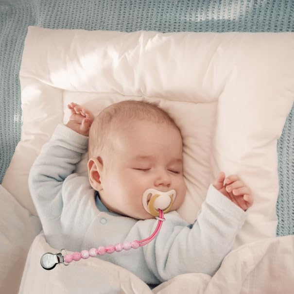 Pacifier Clips Baby Girls - MORIBOX Paci Clip Soothe Baby Binky Holder for Shower Birthday Gift 2 Pack