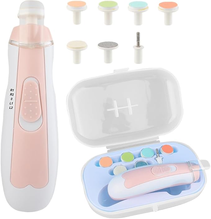 Baby Nail Trimmer Electric, Upgrade Baby Nail Clippers Safe Baby Nail File Kit, Trim Polish Grooming Kit for Newborn Infant Toddler or Adults Toes Fingernails Care (Pink, 1PCS)