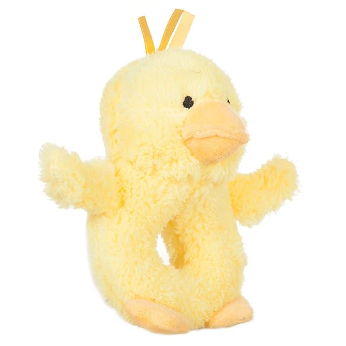 Apricot Lamb Baby Duck Soft Rattle Toy, Plush Stuffed Animal for Newborn Soft Over 0 Months (Duck, 6 Inches)