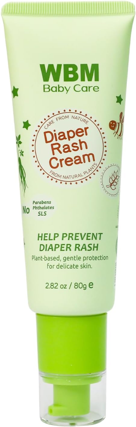 WBM Diaper Rash Cream | Baby Rash Relief Ointments Cream | Cruelty-Free, Hypoallergenic, Soothing, Moisturizing with Zinc Oxide | Gentle for Baby Skin | 2.82 oz