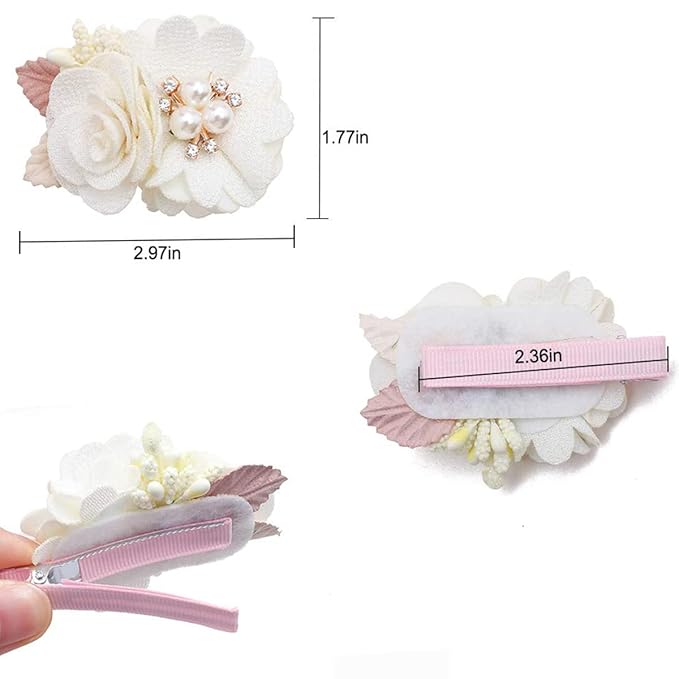 Flower Hair Clips Set for Baby Girl Lightweight Floral Hair Bow Accessories with Boutique Fully Lined Alligator Clip for Toddler Teens Gifts (AB)