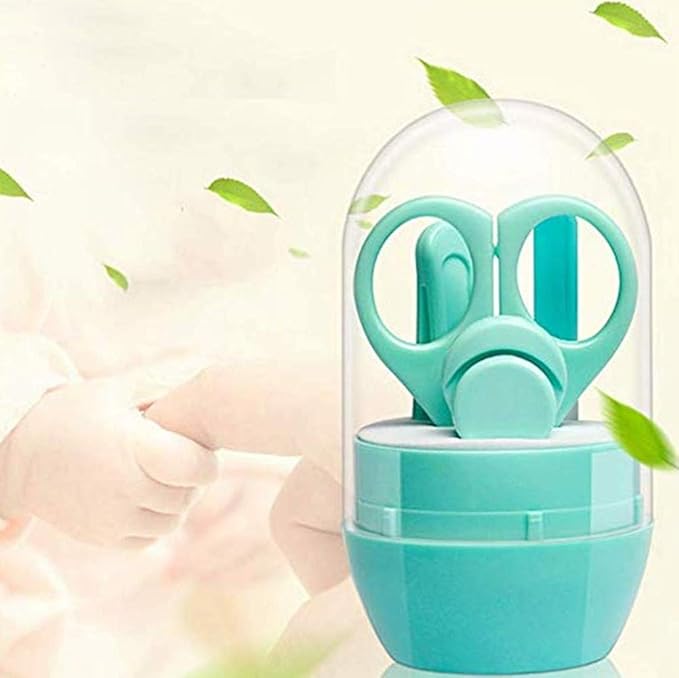 Baby Manicure Set, 4-in-1 Baby Grooming Kit, Premium Stainless Steel, Baby Nail Clippers, Scissor, File & Tweezer, Baby Nail Care Kit for Newborn, Infant & Toddler (Green)