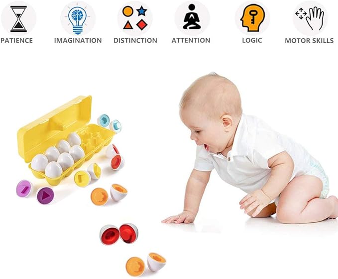 JUNBESTN Easter Matching Eggs Connect Eggs Parlour Games Toys Gifts for 2 3 Years Old Kids Toddler Baby Girls Boys Shape Color