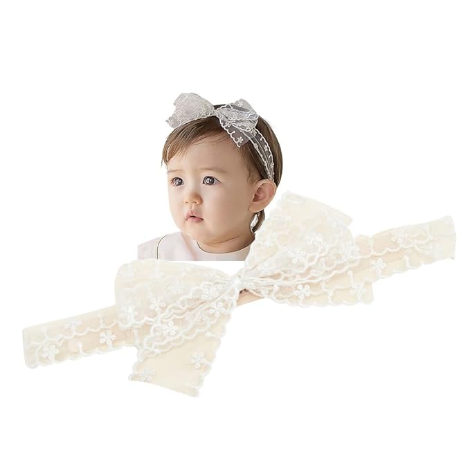 Lace Flower Bow-knot Baby Girls Headband Birthday Infant Wrap Elastic Baby Turban Hairband for Newborn Infant Toddler Kids (Style 9)