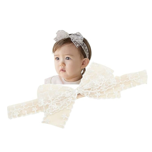 Lace Flower Bow-knot Baby Girls Headband Birthday Infant Wrap Elastic Baby Turban Hairband for Newborn Infant Toddler Kids (Style 9)