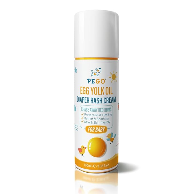 PEGO Baby Diaper Rash Cream,with Zinc Oxide,Egg Yolk Oil - Prevents, Soothes Diaper Rash,Gentle Non-Irritating for Toddlers' Sensitive Skin,(100ml, 3.38, Fl Oz)