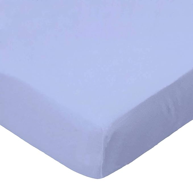 SheetWorld Baby Fitted Playard Sheet 24 x 42 inches, 100% Cotton Woven Sheet, Unisex Boy Girl, Solid Blue Woven Made in USA, Compatible with Travel Crib