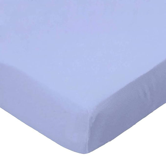 SheetWorld Fitted 100% Cotton Percale Pack N Play Sheet Fits Graco 27 x 39, Solid Blue Woven, Made in USA