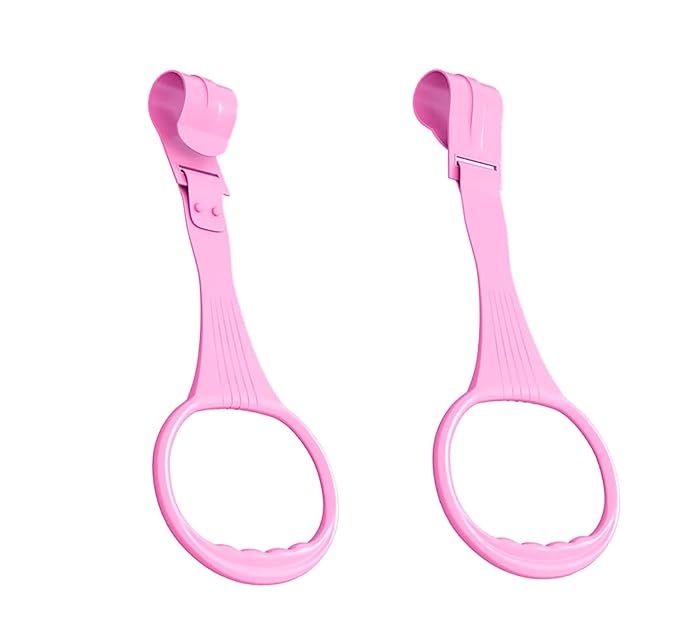 4pcs Walk Assistant Plastic Baby Crib Pull Rings for Baby Baby Pull Up Rings Cot Hanging Rings for Infant Baby Toddler Practice Tool (White 2pcs Pink 2pcs)