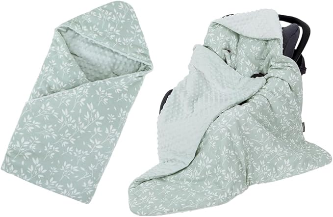 HOUSBAY Baby Blanket Newborn Blanket with Hooded Windproof Go Outside Warm Portable Swaddle Wrap in Basket Baby Safety Seats (Light Green)